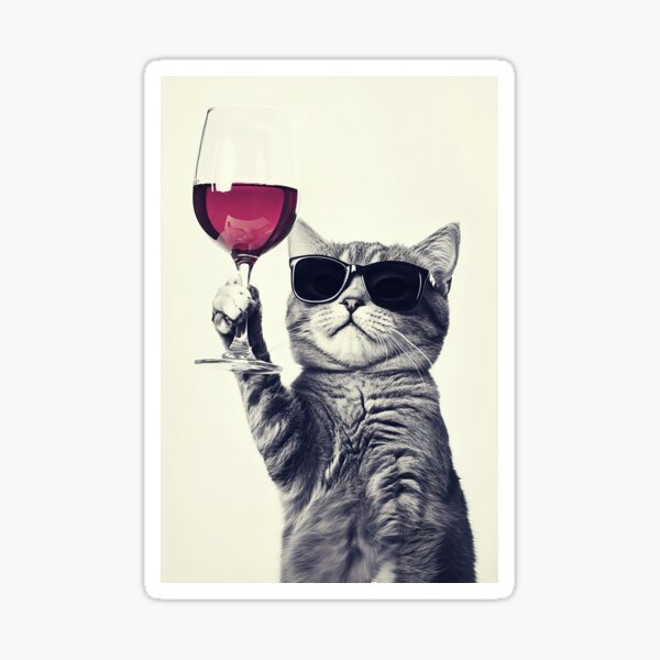 Item preview, Cat Drinking Red Wine, Funny Alcohol Humor designed and sold by CheekyAnimalz.