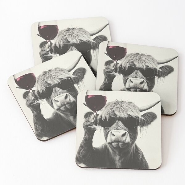 Item preview, Highland Cow Drinking Red Wine, Funny Alcohol Humor designed and sold by CheekyAnimalz.