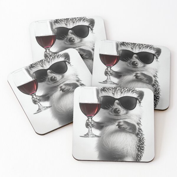 Item preview, Hedgehog Drinking Red Wine, Funny Alcohol Humor designed and sold by CheekyAnimalz.