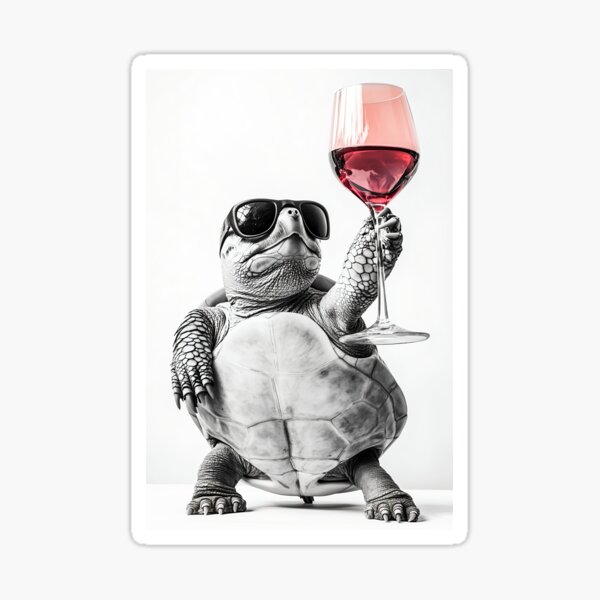 Item preview, Turtle Drinking Red Wine, Funny Alcohol Humor designed and sold by CheekyAnimalz.