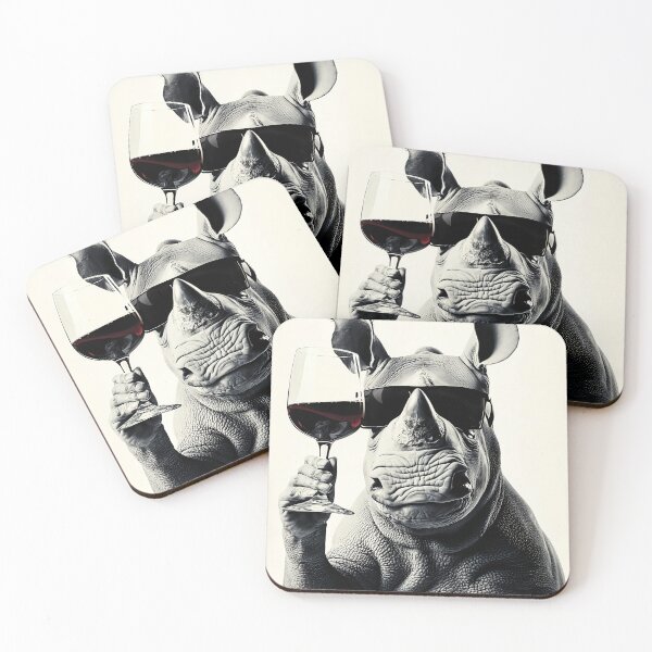 Item preview, Rhino Drinking Red Wine, Funny Alcohol Humor designed and sold by CheekyAnimalz.