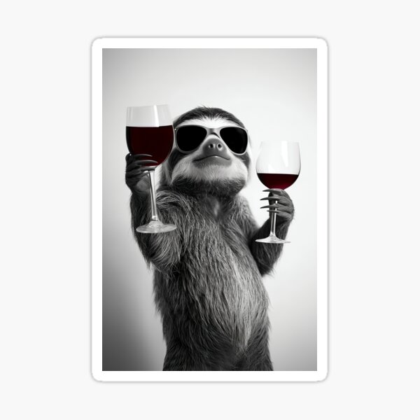 Item preview, Sloth Drinking Red Wine, Funny Alcohol Humor designed and sold by CheekyAnimalz.