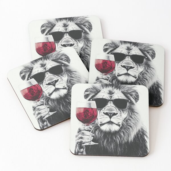 Item preview, Lion Drinking Red Wine, Funny Alcohol Humor designed and sold by CheekyAnimalz.