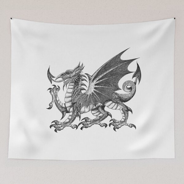 Item preview, Welsh dragon pen drawing designed and sold by TraceyEvansArt.