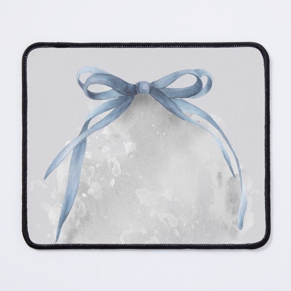 Item preview,  Watercolor ribbon, blue bow on watercolor grey abstract background. Hand drawn clipart designed and sold by BartolArt.