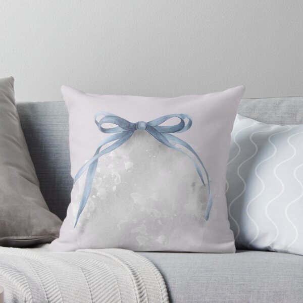 Item preview,  Watercolor ribbon, blue bow on watercolor grey abstract background. Hand drawn clipart designed and sold by BartolArt.