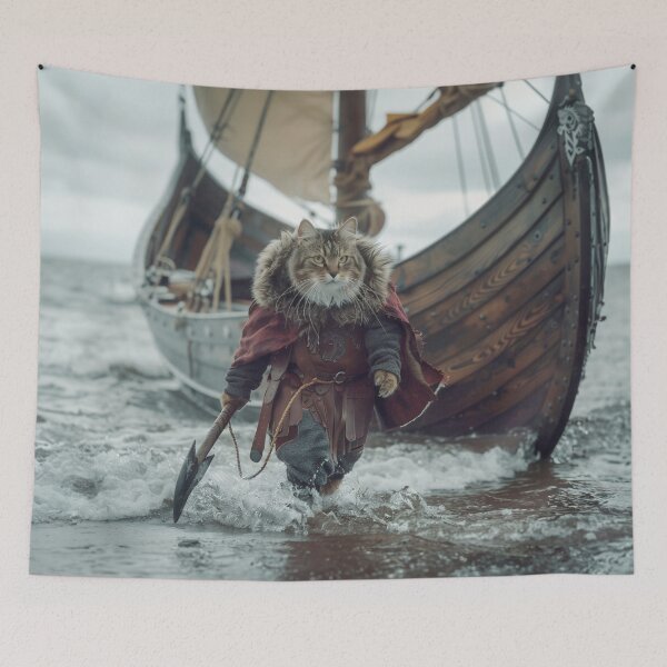 Item preview, Viking Cat with Axe designed and sold by FleurFrench.