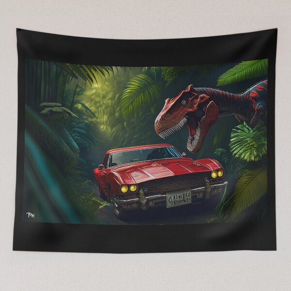 Item preview, 02 Dinosaur Drift - Time Travel Chaos: An Unusual Car Race Margarita Art Automotive Legends designed and sold by Margarita-Art.