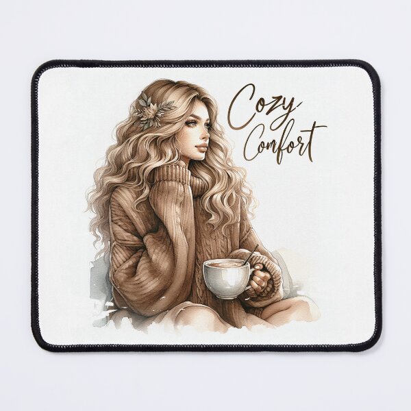 Item preview, Cozy Moments Coffee Girl Illustration - Coffee lover comfort designed and sold by Belhbib Art ⭐⭐⭐⭐⭐.