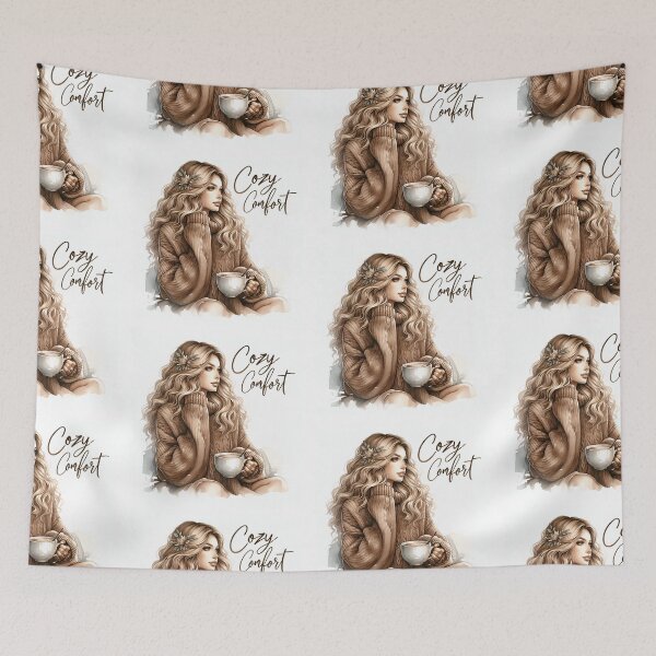 Item preview, Cozy Moments Coffee Girl Illustration - Coffee lover comfort designed and sold by Belhbib Art ⭐⭐⭐⭐⭐.