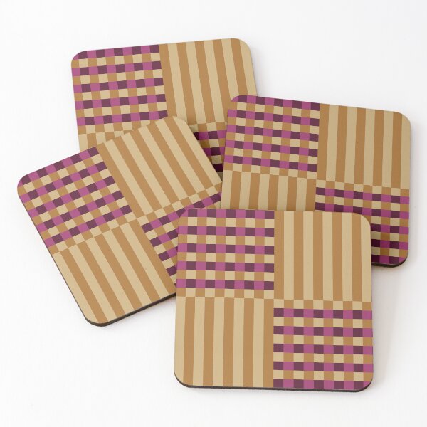 Item preview, Geometric Checkerboard Plaid Stripes 1 in Classy Gold Purple designed and sold by nineFlorals.