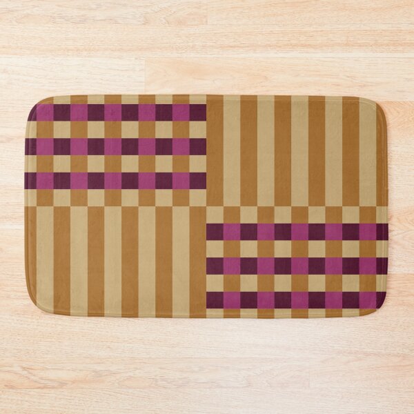 Item preview, Geometric Checkerboard Plaid Stripes 1 in Classy Gold Purple designed and sold by nineFlorals.