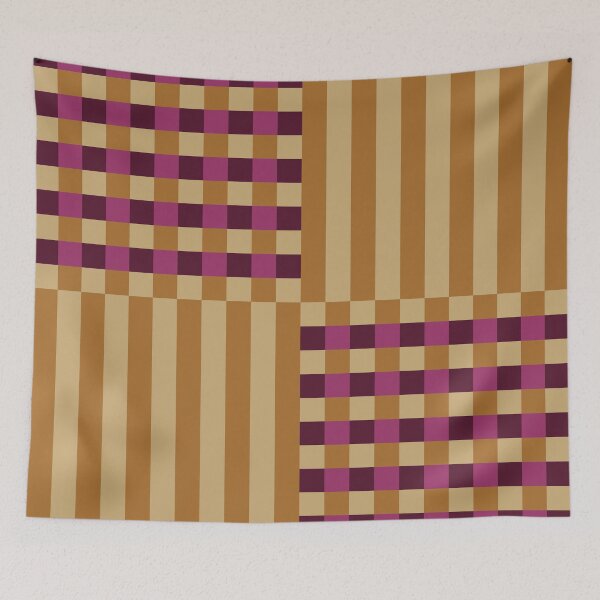 Item preview, Geometric Checkerboard Plaid Stripes 1 in Classy Gold Purple designed and sold by nineFlorals.