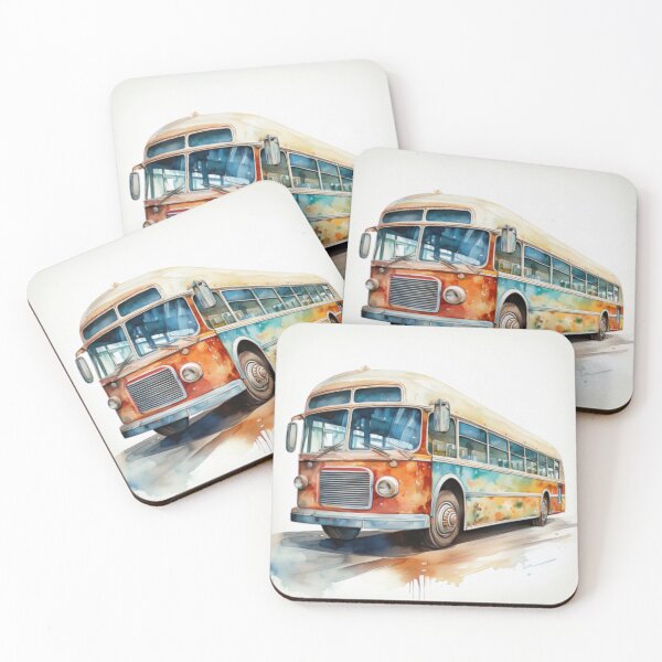 Item preview, Vintage Watercolor Bus Illustration designed and sold by RaiyaTees.