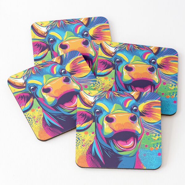 Item preview, "Vibrant Pop Art Cow - Colorful Animal Illustration for Home Decor, Apparel, and Accessories" designed and sold by Very Peculiar.