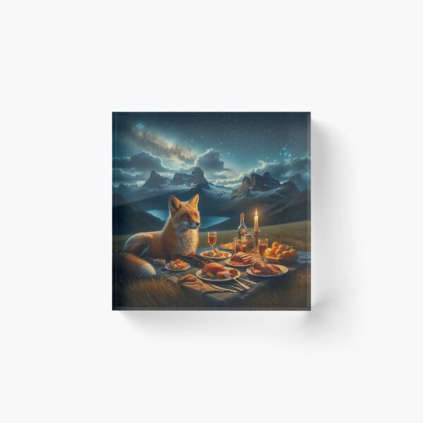 Item preview, The fox eats his dinner on the grass late at night designed and sold by Foxxxxsss.