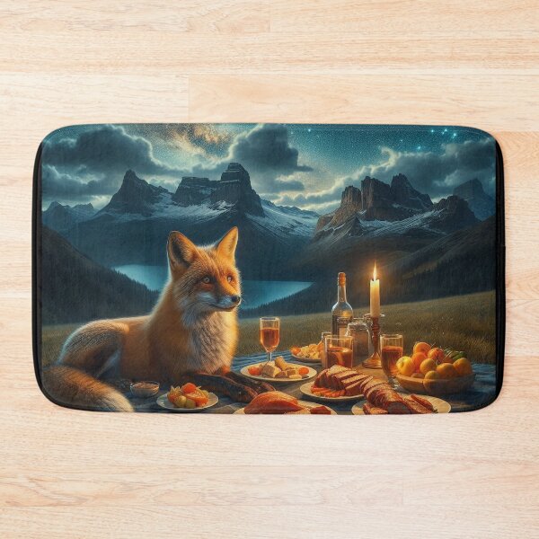 Item preview, The fox eats his dinner on the grass late at night designed and sold by Foxxxxsss.