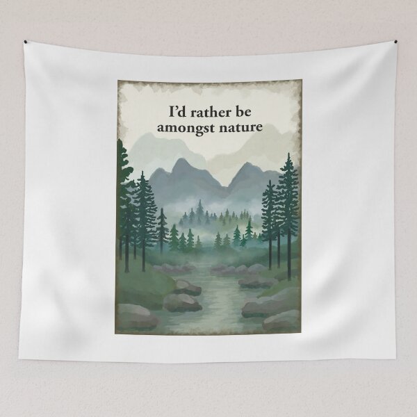 Item preview, I'd rather be amongst nature - misty forest scene  designed and sold by Scat the cat.