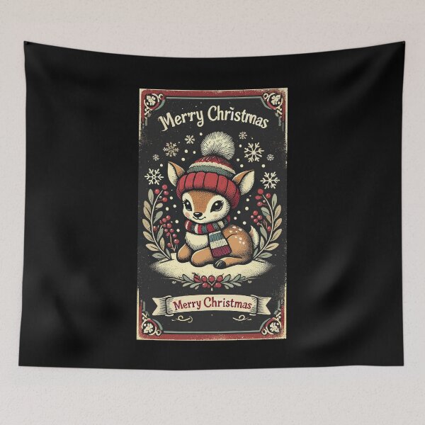 Item preview, Vintage Design Weihnachten Rentier Mit Wollmütze designed and sold by LuminOrb.