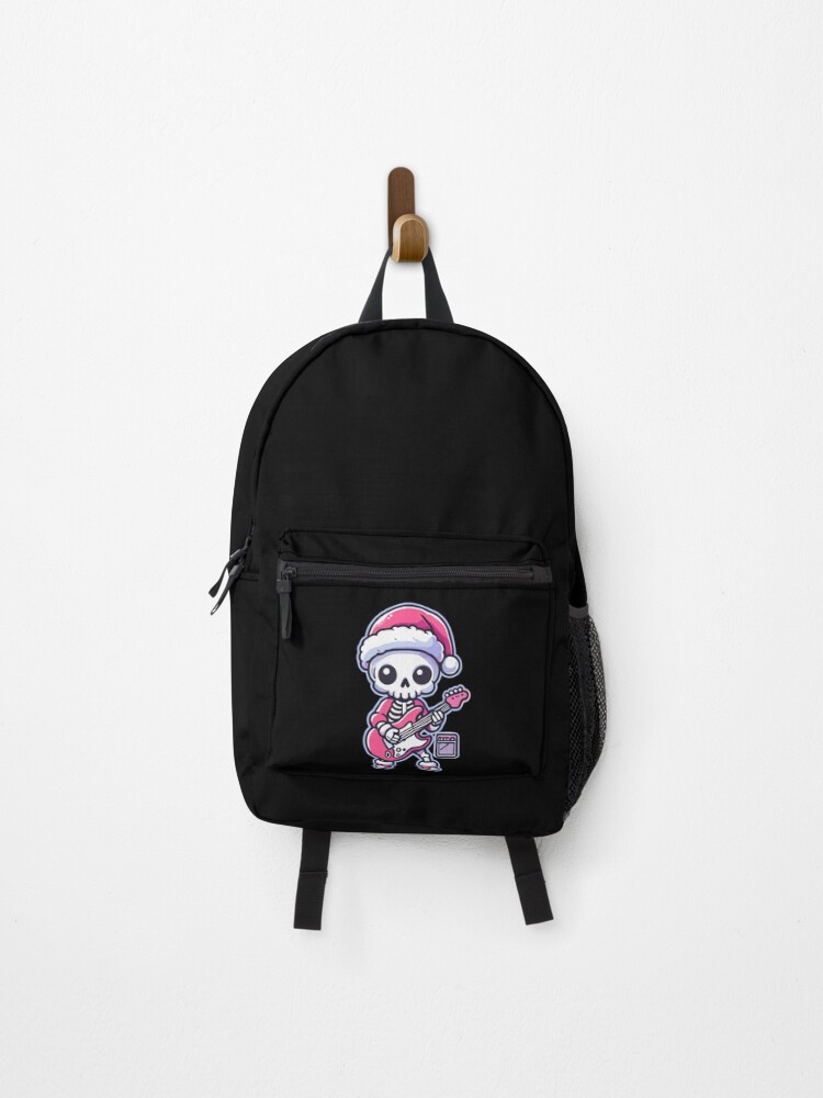 Thumbnail 1 of 3, Backpack, Christmas Rocking Skeleton Motif designed and sold by LuminOrb.