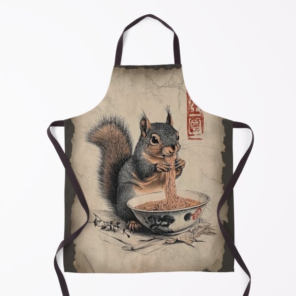 Item preview, Japanese Cute squirrel Eating Ramen vintage graphic designed and sold by Gaviani Design Studio.