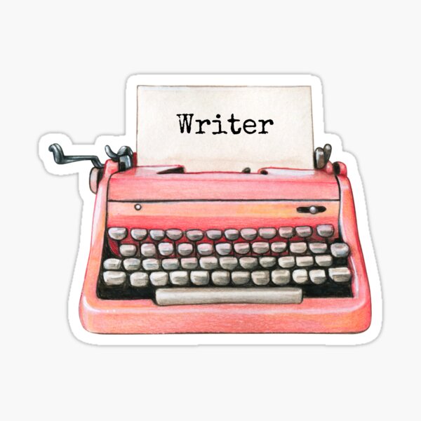 Item preview, Pink Typewriter Sticker for Authors and Writers designed and sold by Rebel With a Plan.