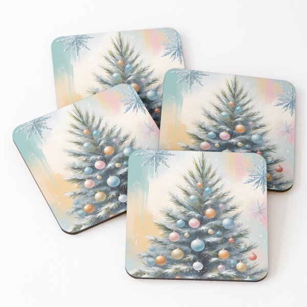 Item preview, Pastel Christmas Tree with Ornaments and Snowflakes designed and sold by FocusChillax.