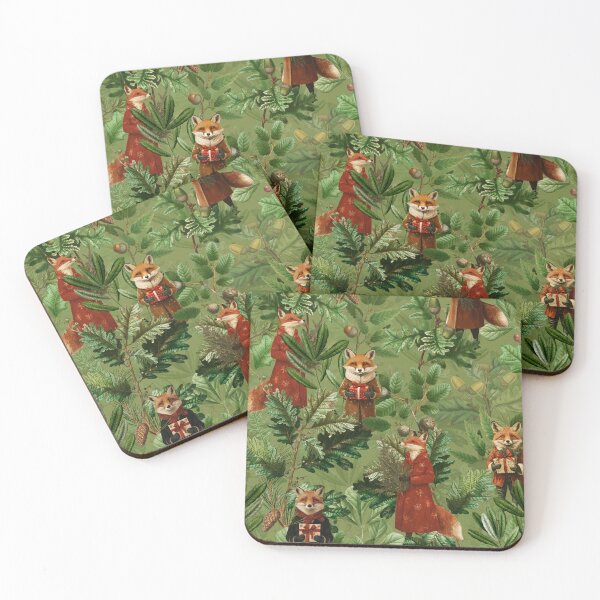 Item preview, Mystical Woodland Christmas Foxes - Green Nightgarden designed and sold by UtArt.