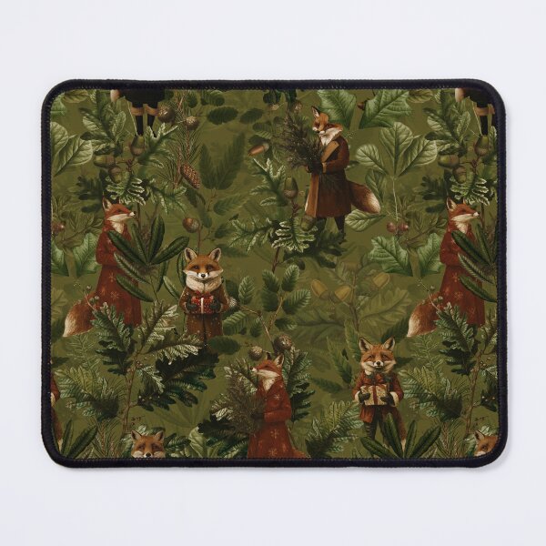 Item preview, Mystical Woodland Christmas Foxes - Sepia Green Nightgarden designed and sold by UtArt.