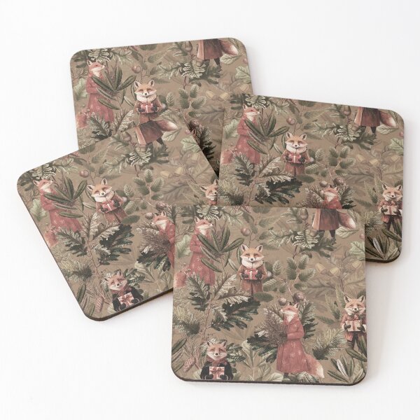 Item preview, Mystical Woodland Christmas Foxes Sepia  Nightgarden designed and sold by UtArt.