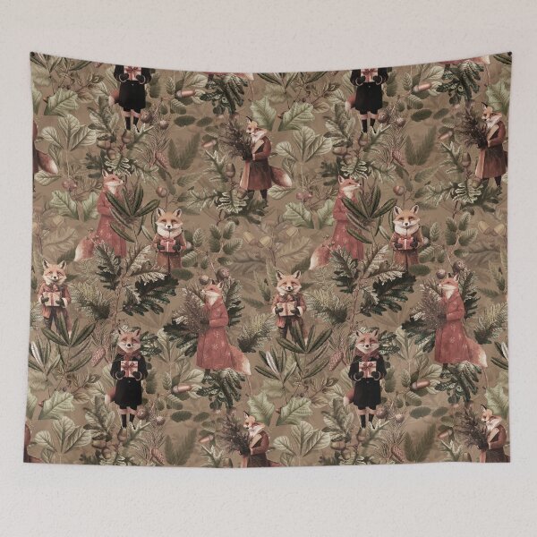 Item preview, Mystical Woodland Christmas Foxes Sepia  Nightgarden designed and sold by UtArt.