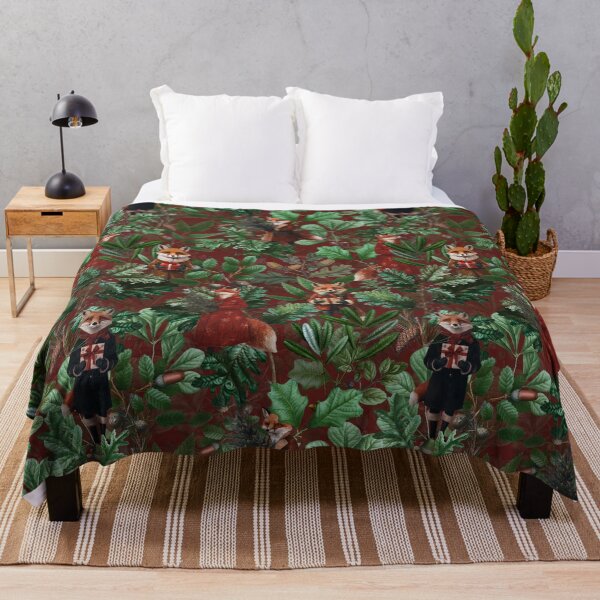 Item preview, Mystical Woodland Christmas Foxes - Burgundy Red Nightgarden designed and sold by UtArt.