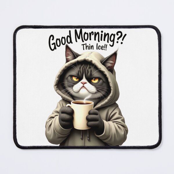 Item preview, Coffee-Driven Grumpy Cat on Thin Ice designed and sold by ArtCreator2023.