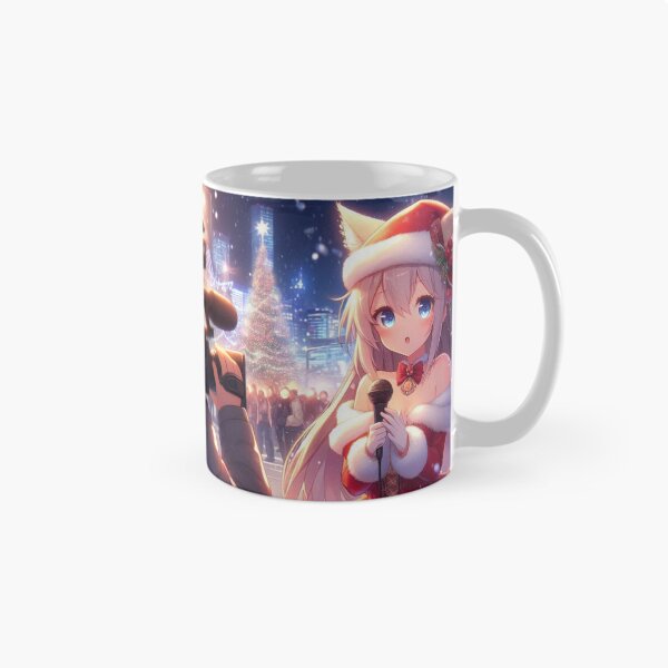 Item preview, Anime Cute new reporter Girl with cat ears and tail Christmas Theme (silvergoldvisionary)   designed and sold by SGVisionary.