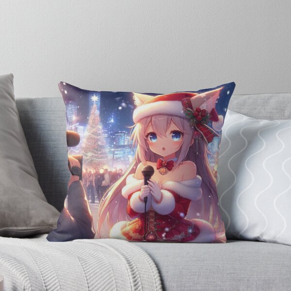 Item preview, Anime Cute new reporter Girl with cat ears and tail Christmas Theme (silvergoldvisionary)   designed and sold by SGVisionary.