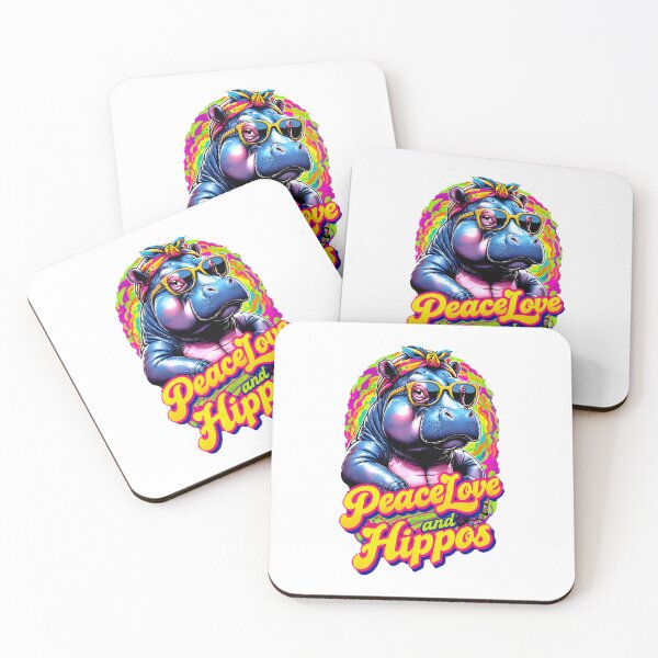 Item preview, Peace, Love and Hippos: Bohemian Hippo in Neon Harmony designed and sold by SplashTastic.