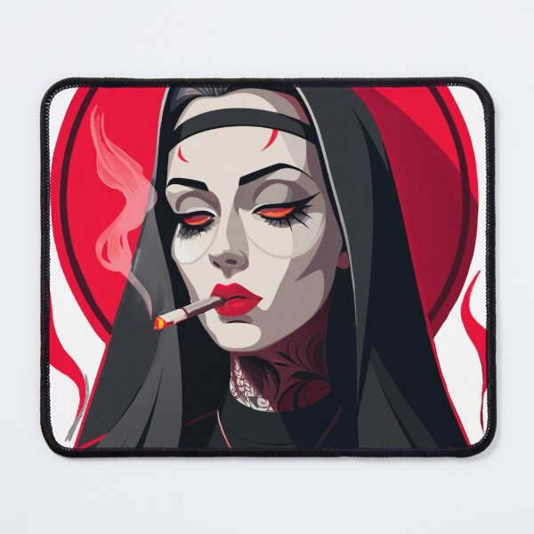 Item preview, Gothic nun with tattoos and a cigarette  designed and sold by MariaTsy.