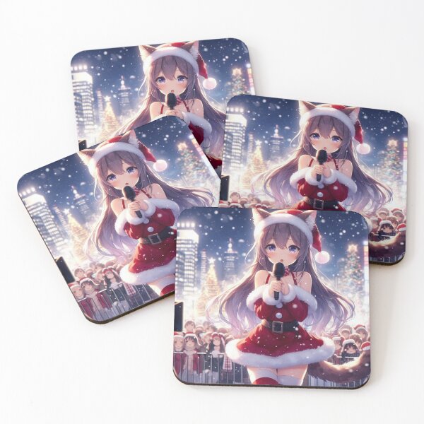 Item preview, Anime Cute Girl New Reporter with cat ears and tail Christmas Theme (silvergoldvisionary)   designed and sold by SGVisionary.