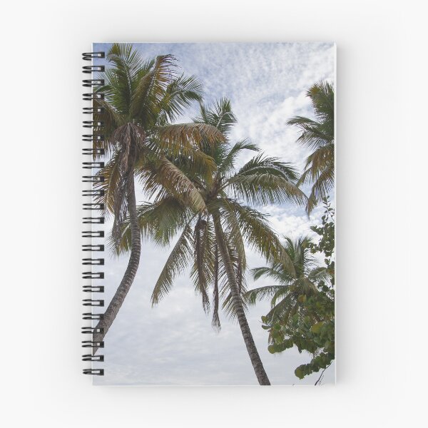Item preview, A serene beach scene features a cluster of tall palm trees leaning designed and sold by EyezWatchin.