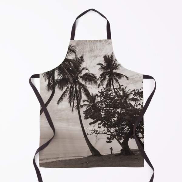 Item preview, Sepia-toned palm trees lean gracefully over a tranquil beach setting with the ocean in the background designed and sold by EyezWatchin.