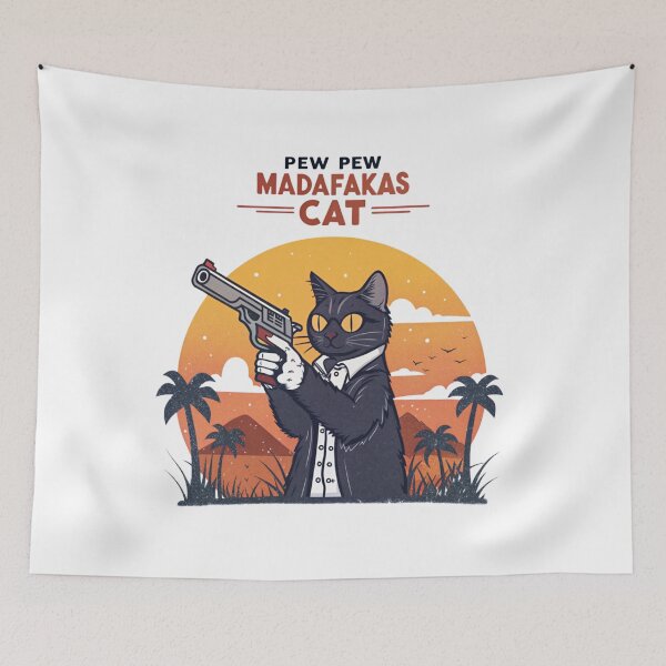 Item preview, Pew Pew Madafakas Cat Funny Meme Design | Cute Gun-Toting Cat Art designed and sold by Colorful-Garden.