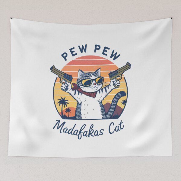 Item preview, Pew Pew Madafakas Cat Funny Meme Design | Cute Gun-Toting Cat Art designed and sold by Colorful-Garden.