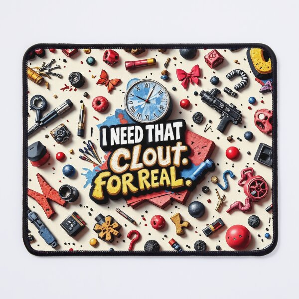 Item preview, I Need That Clout, for Real: A Trendy 3D Pattern with Bold Typography and Street Art Elements, showcasing "I need that clout, for real" for social media campaigns. designed and sold by AlwaysHome.