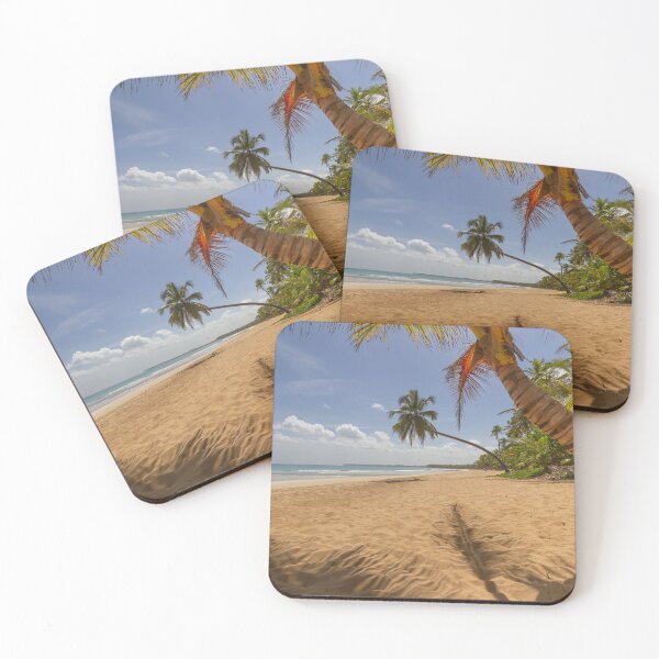 Item preview, Golden sands stretch along a tranquil beach, framed by lush palm trees that sway gently in the breeze designed and sold by EyezWatchin.