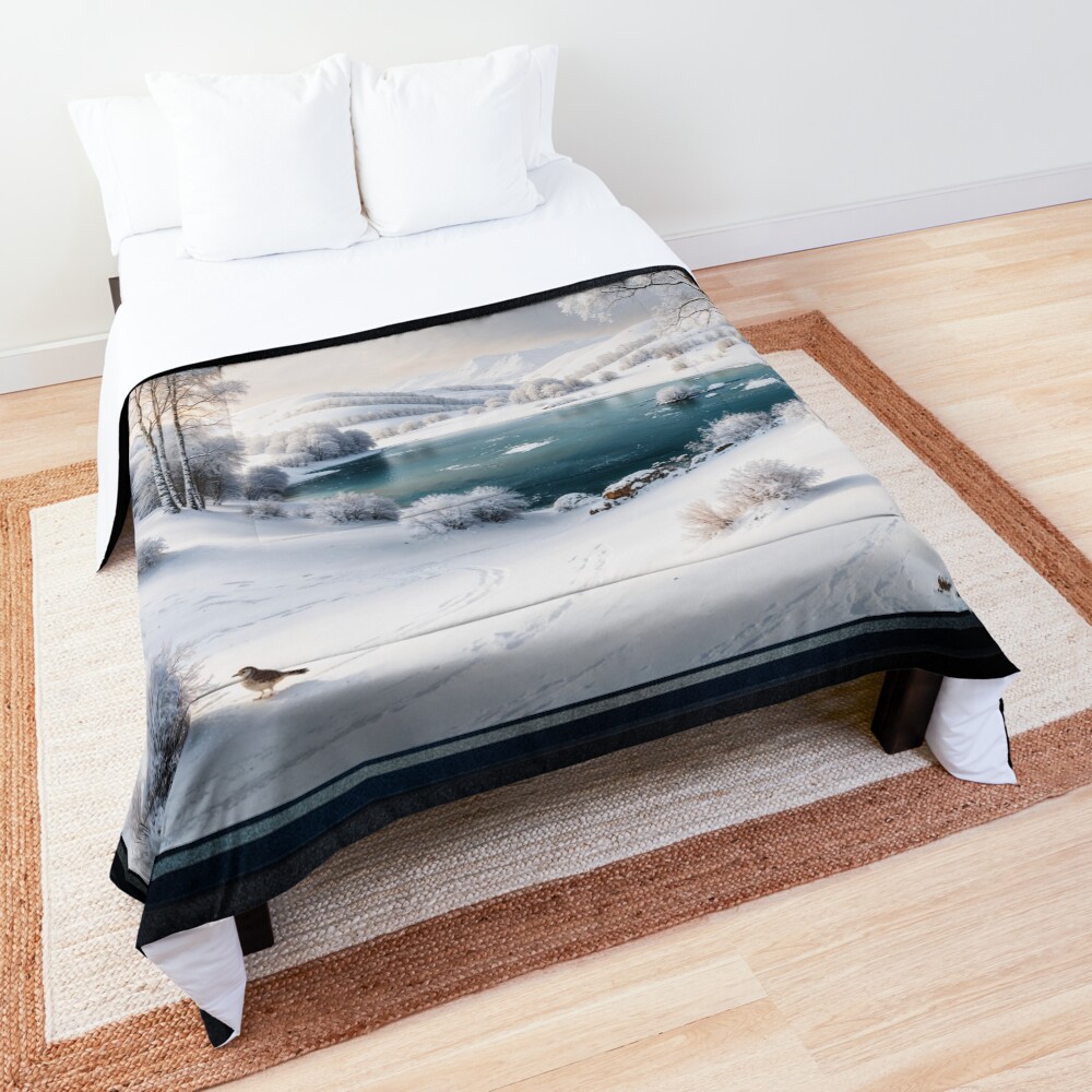 Discover The Majestic Beauty Of A Winter Wonderland Snowscape AI Concept Art by Xzendor7 3 Discover The Majestic Beauty Of A Winter Wonderland Snowscape Enchanting AI Concept Art by Xzendor7 Decorative Art Print Comforter