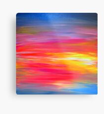 BRIGHT HORIZONS Colorful Rainbow Bold Multicolor Ombre Red Pink Yellow Blue Sunrise Sunset Abstract Painting Metal Print