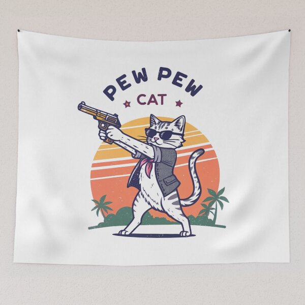Item preview, Pew Pew Madafakas Cat Funny Meme Design | Cute Gun-Toting Cat Art designed and sold by Colorful-Garden.