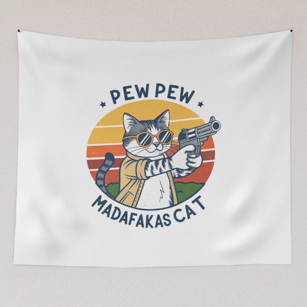 Item preview, Pew Pew Madafakas Cat Funny Meme Design | Cute Gun-Toting Cat Art designed and sold by Colorful-Garden.