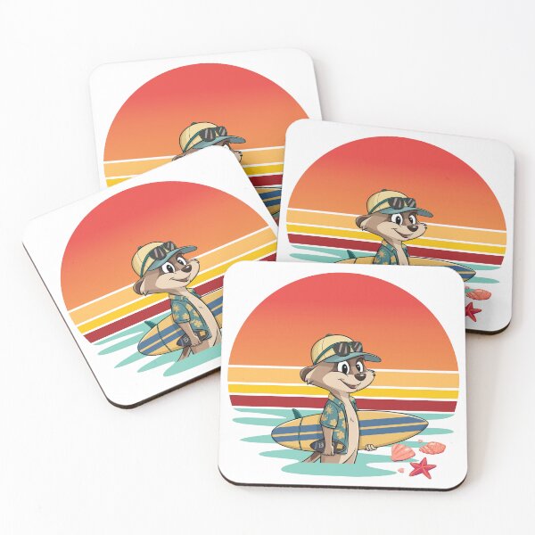 Item preview, Cute Cartoon Style Meerkat with Surfboard and Retro Background. Sub Surf designed and sold by StyleFused.