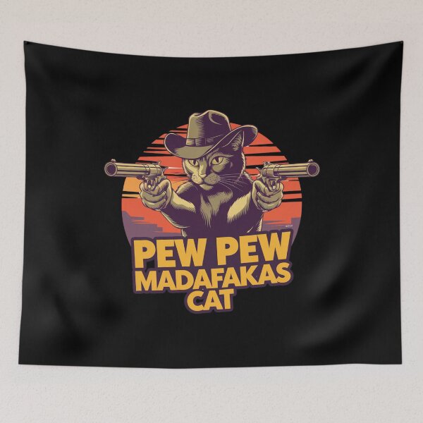 Item preview, Pew Pew Madafakas Cat Funny Meme Design | Cute Gun-Toting Cat Art designed and sold by Colorful-Garden.